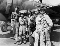 Gabreski, ground crew and Doc Hornig